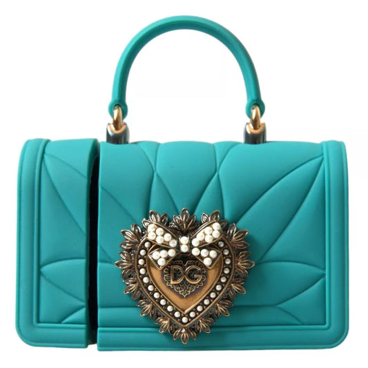 Dolce & Gabbana Turquoise Siliconen Devotion Hart Cover Handtas Airpods Case