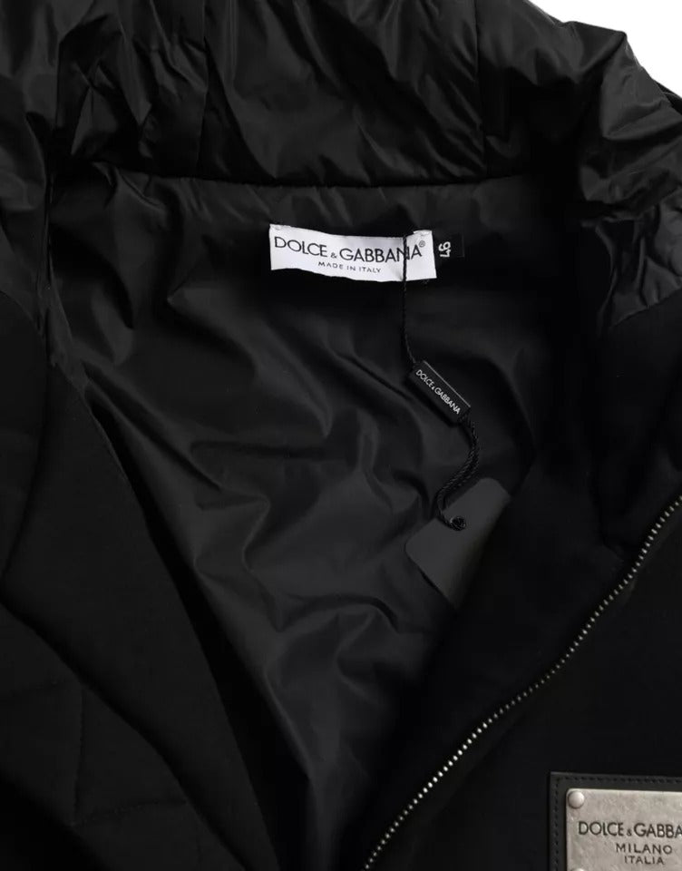 Dolce & Gabbana Zwarte Katoenen Bomberjas met Capuchon en Logo voor Heren