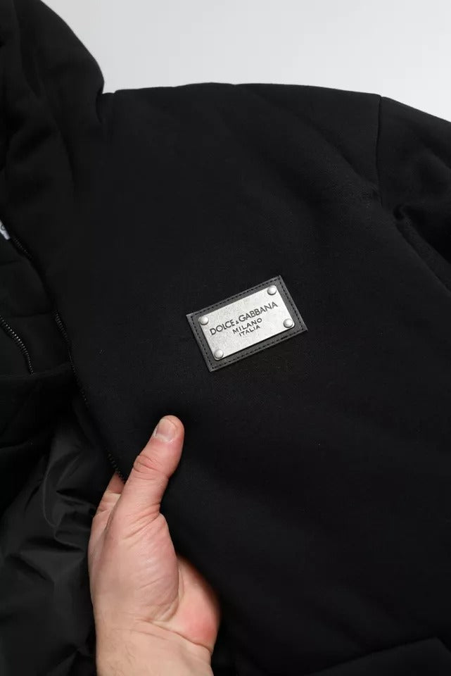 Dolce & Gabbana Zwarte Katoenen Bomberjas met Capuchon en Logo voor Heren