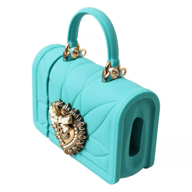 Dolce & Gabbana Turquoise Silicone Devotion Heart Bag Cover