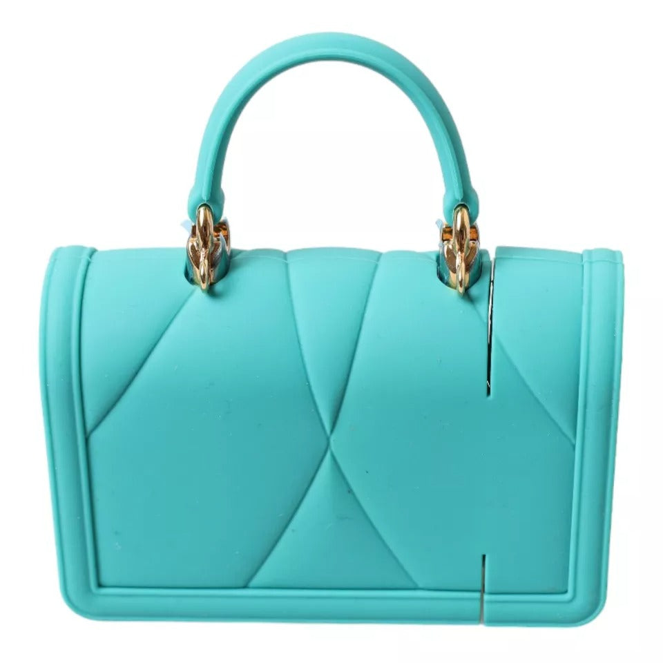 Étui pour Airpods Dolce & Gabbana en silicone turquoise avec motif cœur dévotion