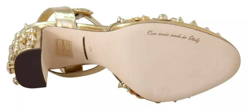 Dolce & Gabbana Gold Studs Vally Slingback Sandals - Luxe Élégance