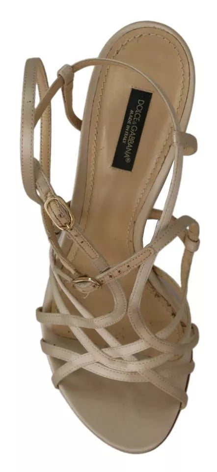 Dolce & Gabbana Gold Silk Ankle Strap Heels Sandals
