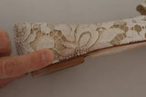 Dolce & Gabbana Beige Lace Crystal Ballet Flats