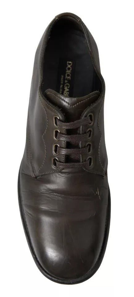 Dolce & Gabbana Olive Green Leather Men's Formal Dress Shoes