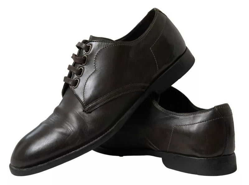 Dolce & Gabbana Olive Green Leather Men's Formal Dress Shoes