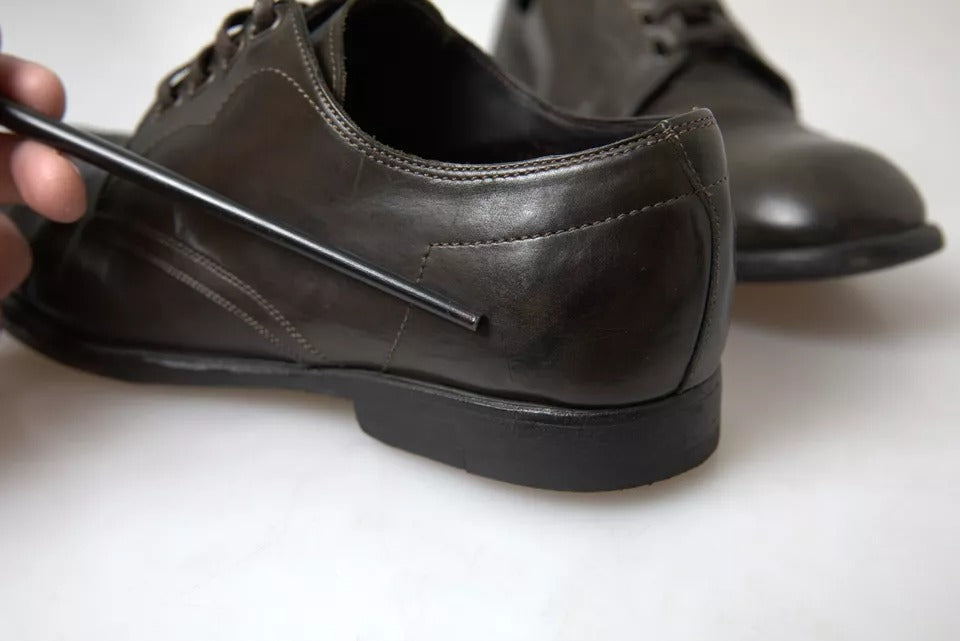 Dolce & Gabbana Olive Green Leather Men's Formal Dress Shoes