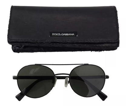 Lunettes de soleil Dolce & Gabbana DG2245 à monture en acier noir mat et verres verts