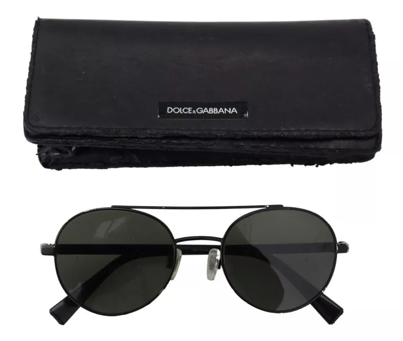 Dolce & Gabbana DG2245 Lunettes de Soleil Noir Mat Acier Verre Vert