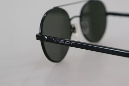 Lunettes de soleil Dolce & Gabbana DG2245 à monture en acier noir mat et verres verts