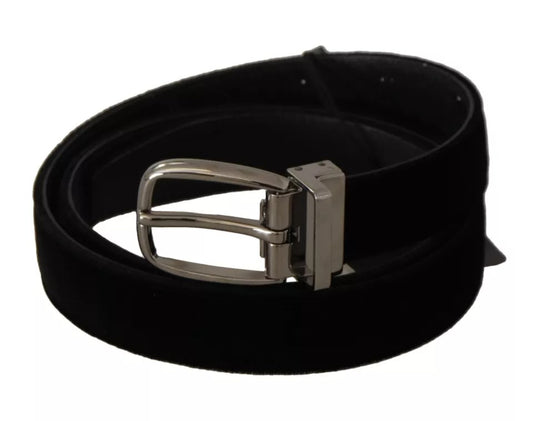 Dolce & Gabbana zwarte fluwelen riem met zilveren metalen gesp