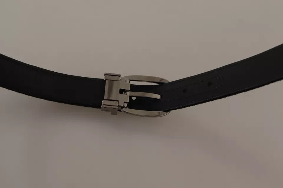 Dolce & Gabbana zwarte fluwelen riem met zilveren metalen gesp