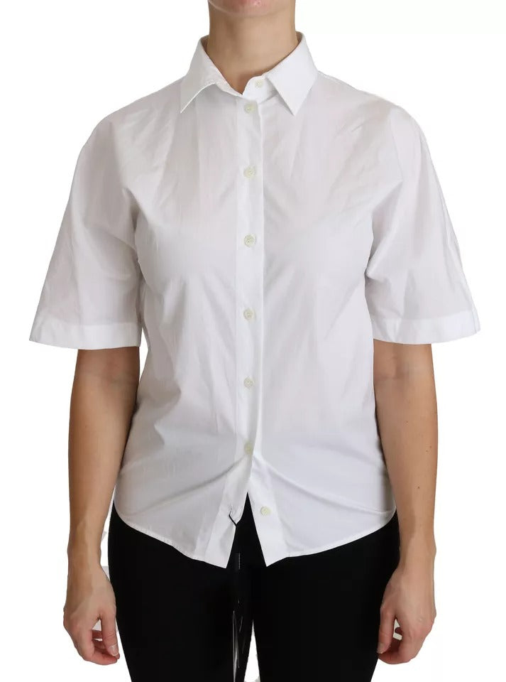 Dolce & Gabbana White Collared Short Sleeve Polo Shirt