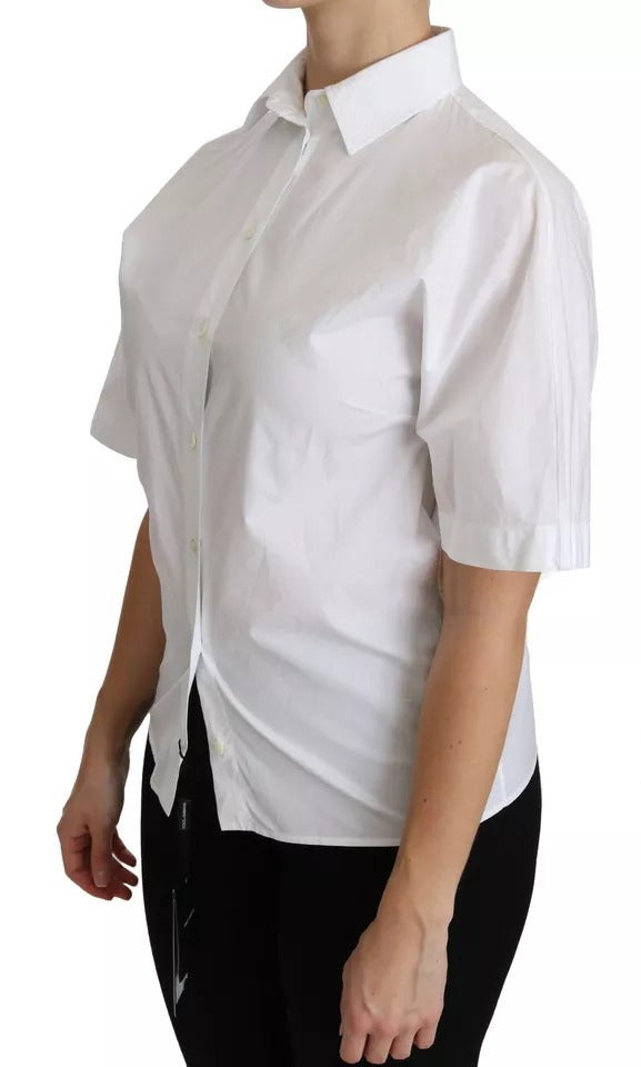 Dolce & Gabbana White Collared Short Sleeve Polo Shirt
