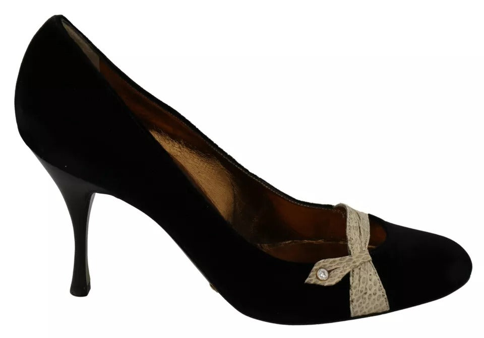 Dolce & Gabbana Black Velvet Ayers High Heels Pumps