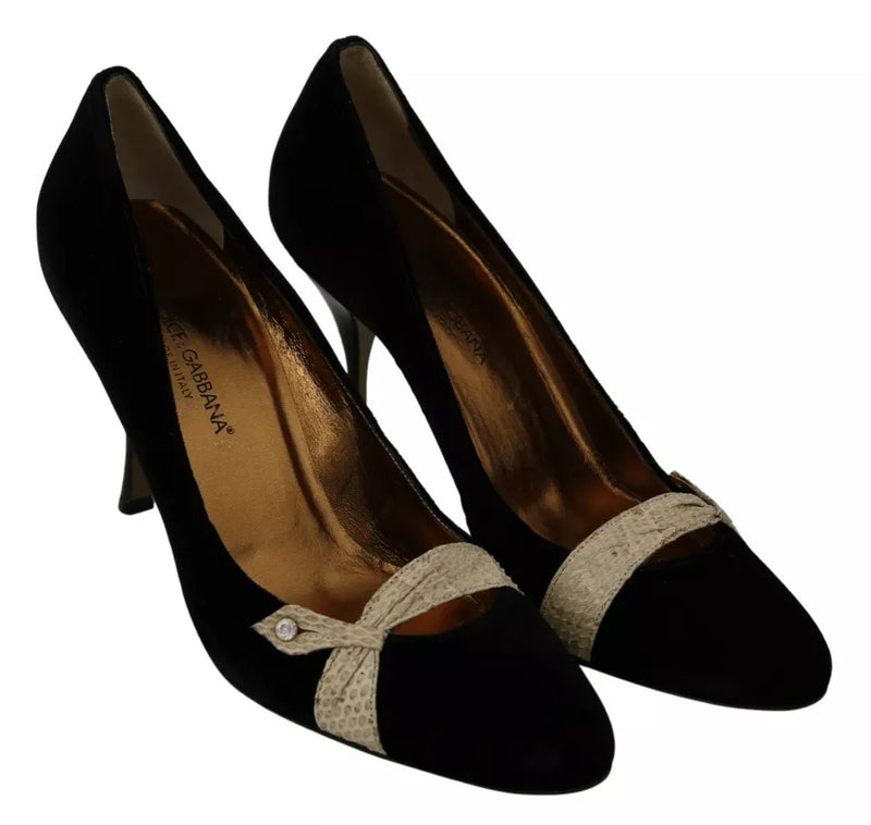 Dolce & Gabbana Black Velvet Ayers High Heels Pumps