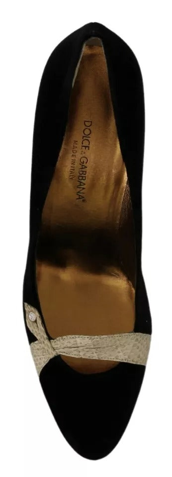 Dolce & Gabbana Black Velvet Ayers High Heels Pumps