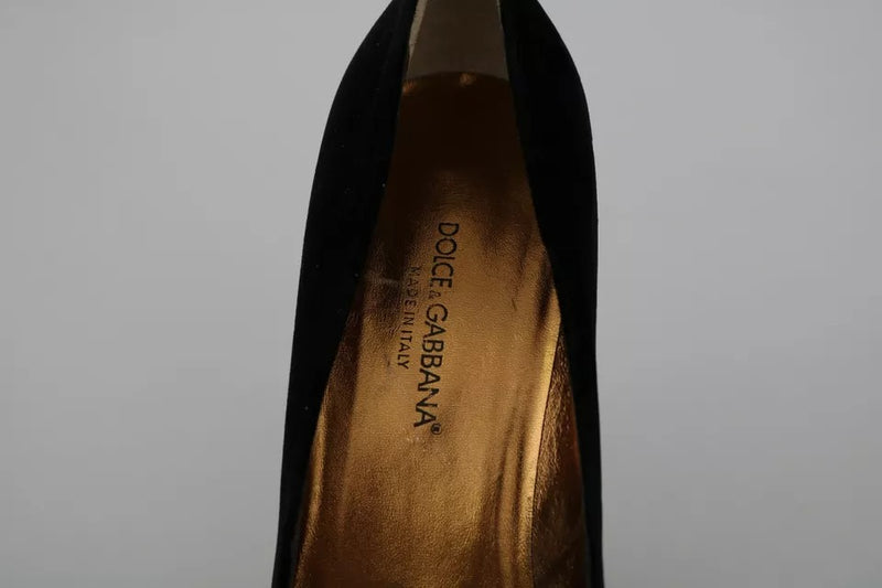 Dolce & Gabbana Black Velvet Ayers High Heels Pumps