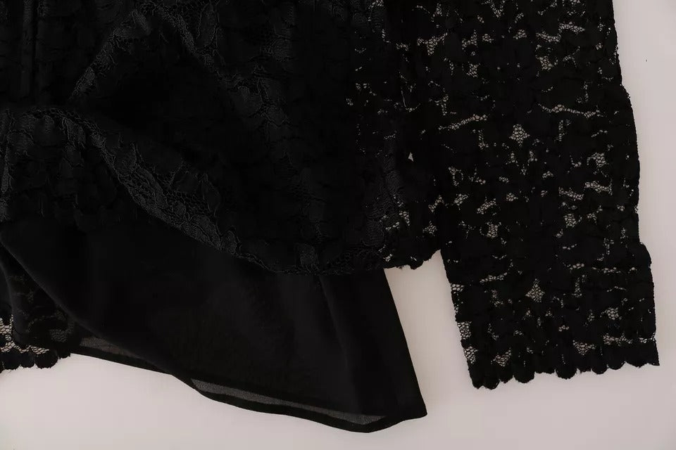 Dolce & Gabbana Black Lace Long Sleeve Blouse