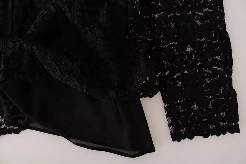 Dolce & Gabbana Black Lace Long Sleeve Blouse