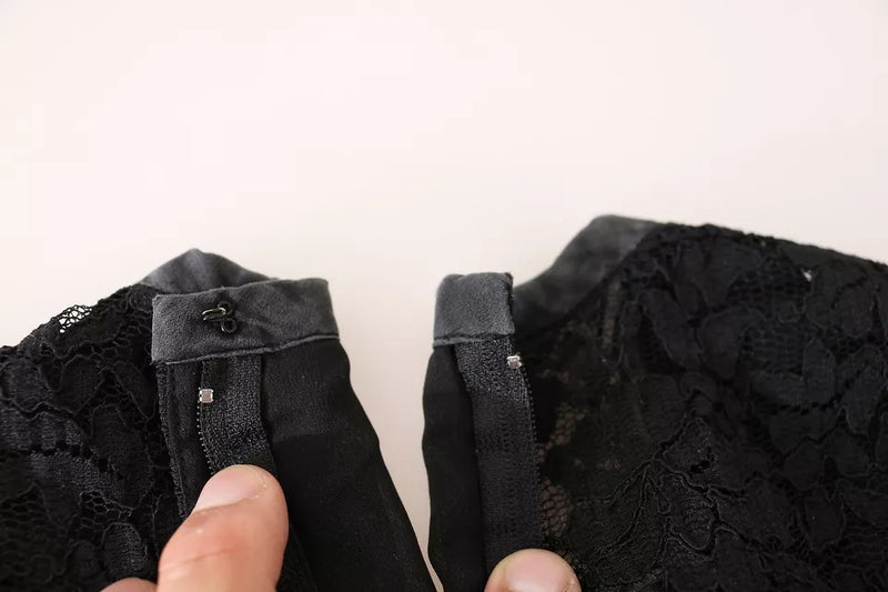 Dolce & Gabbana Black Lace Long Sleeve Blouse