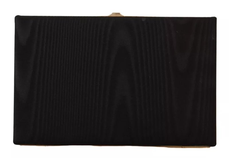 Dolce & Gabbana Black Silk Gold Frame Clutch Evening Purse