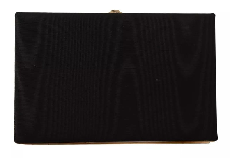 Dolce & Gabbana Black Silk Gold Frame Clutch Evening Purse