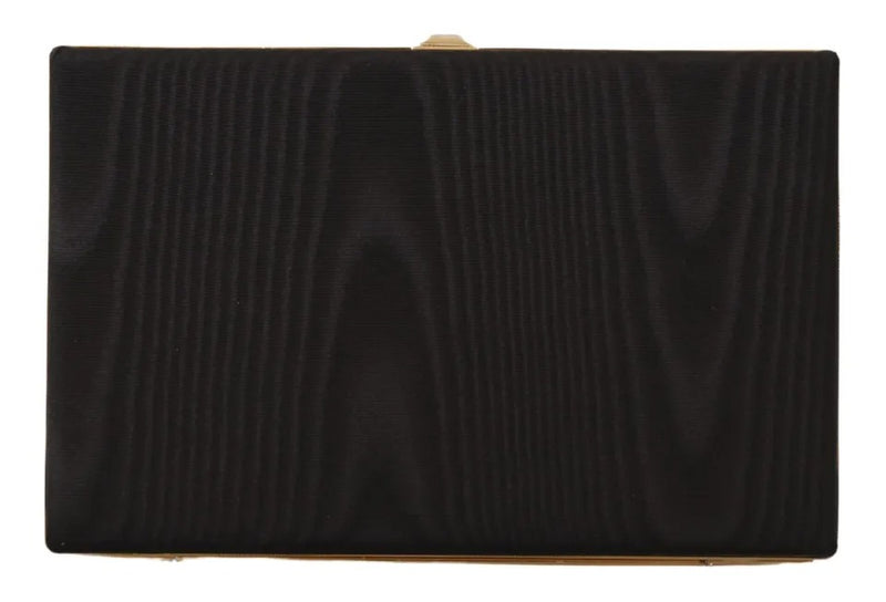Dolce & Gabbana Clutch Soirée en Soie Noire avec Cadre Doré