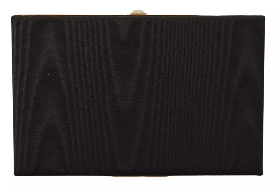 Dolce & Gabbana Black Silk Gold Frame Clutch Evening Purse