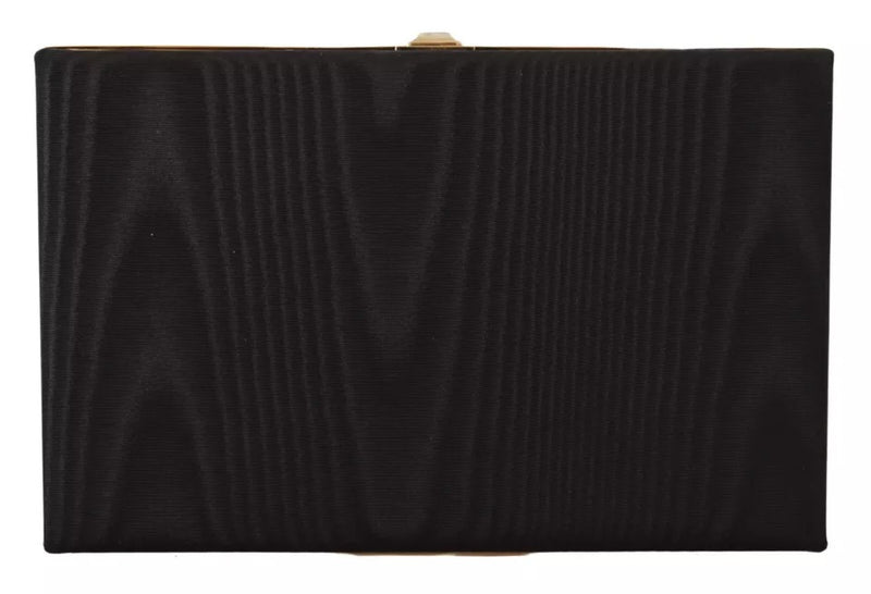 Dolce & Gabbana Clutch Soirée en Soie Noire avec Cadre Doré
