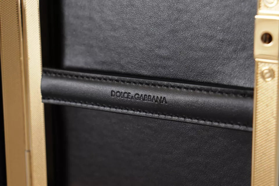 Dolce & Gabbana Black Silk Gold Frame Clutch Evening Purse