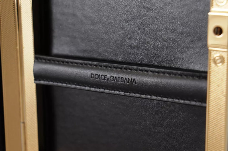 Dolce & Gabbana Clutch Soirée en Soie Noire avec Cadre Doré
