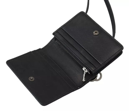 Dolce & Gabbana Zwarte Leren Bifold Schoudertas Dames Portemonnee
