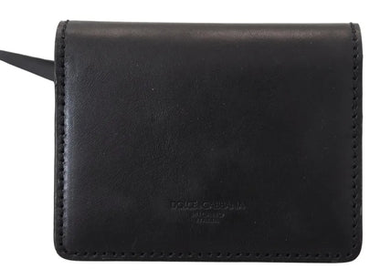 Portefeuille à bandoulière en cuir noir Dolce & Gabbana pour femme
