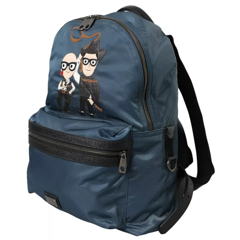 Sac à dos Dolce & Gabbana en nylon bleu avec patch #DGFamily pour homme