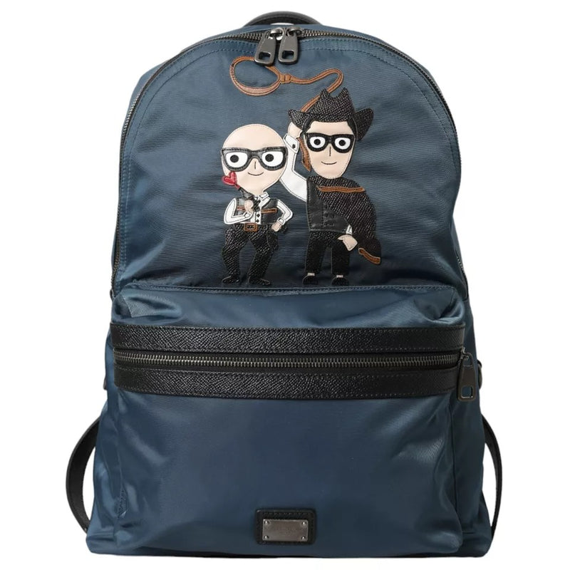 Sac à dos Dolce & Gabbana en nylon bleu avec patch #DGFamily pour homme