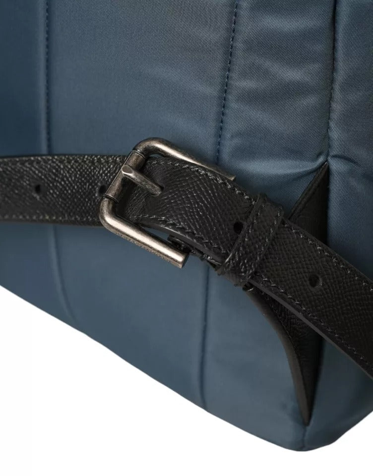 Sac à dos Dolce & Gabbana en nylon bleu avec patch #DGFamily pour homme