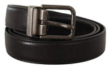 Ceinture Dolce &amp; Gabbana en cuir de veau noir avec boucle en métal et logo vintage