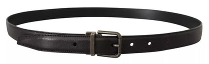 Dolce & Gabbana Zwarte Kalfsleren Vintage Logo Metalen Gesp Riem