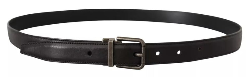 Ceinture Dolce &amp; Gabbana en cuir de veau noir avec boucle en métal et logo vintage