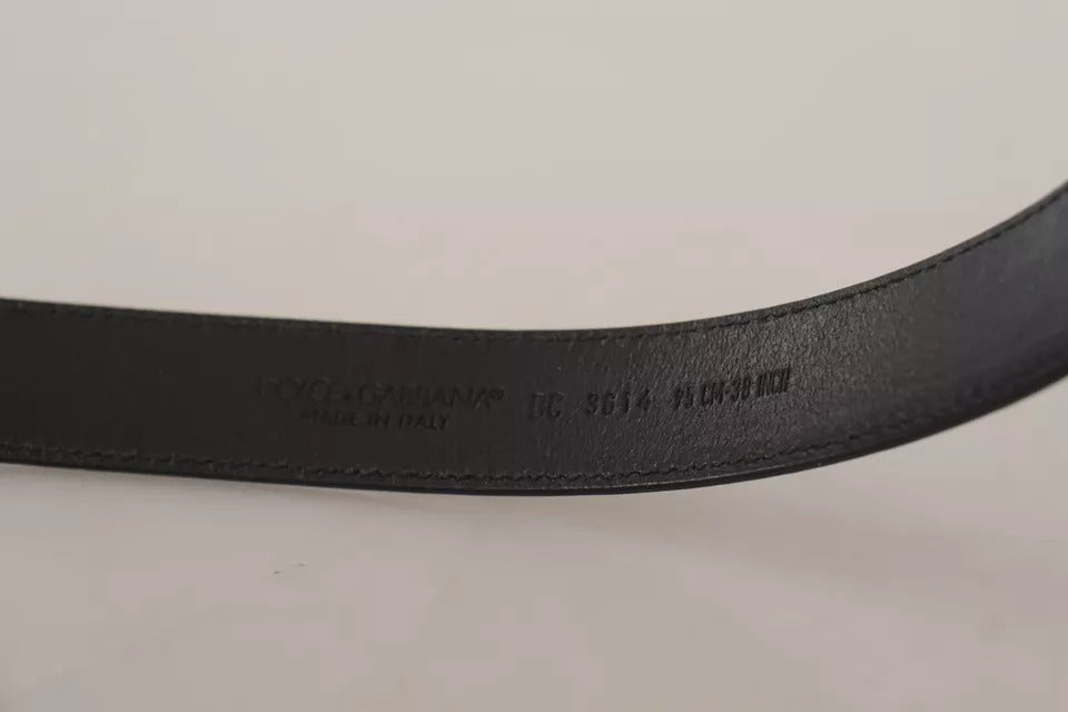 Dolce & Gabbana Zwarte Kalfsleren Vintage Logo Metalen Gesp Riem