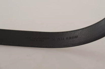 Dolce & Gabbana Zwarte Kalfsleren Vintage Logo Metalen Gesp Riem