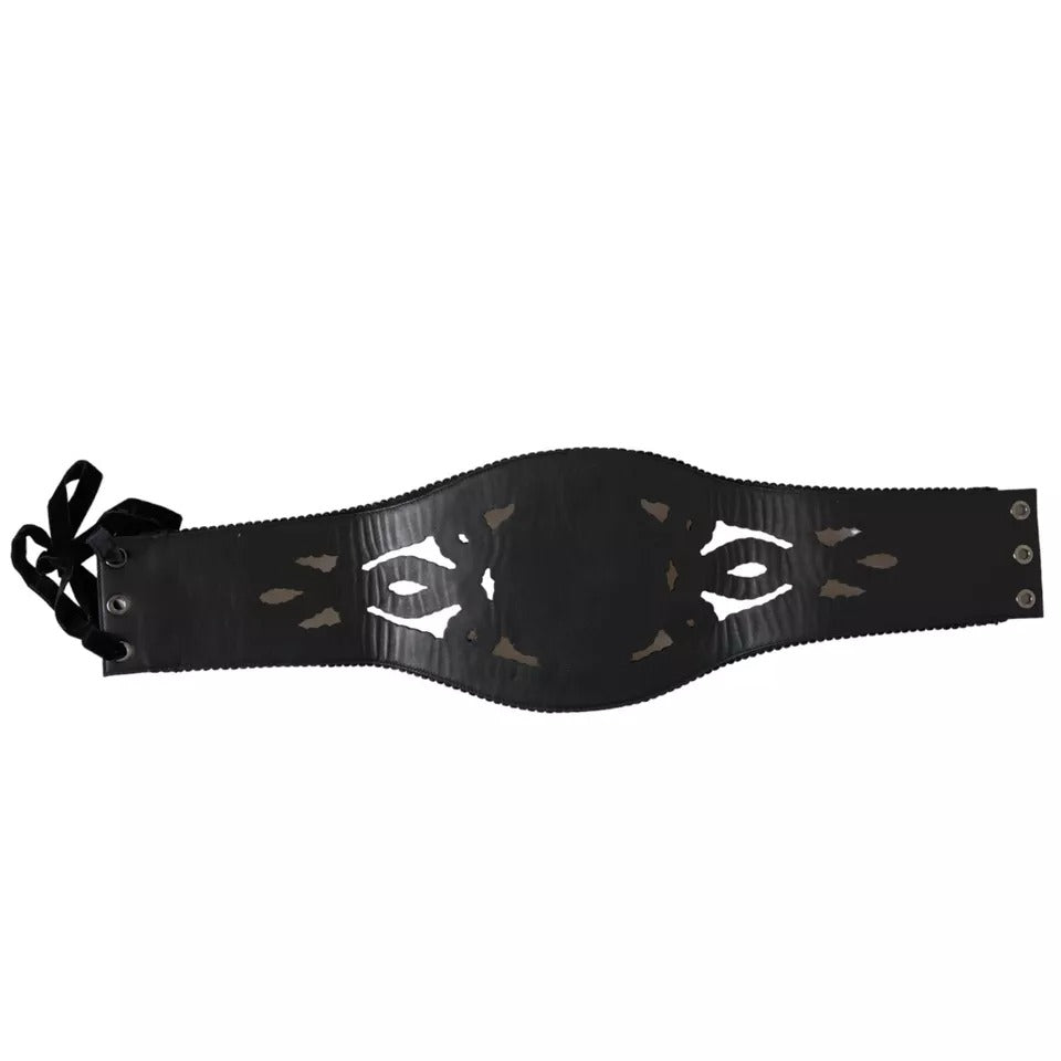 Dolce & Gabbana Ceinture Taille Haute en Toile Noire Embellie