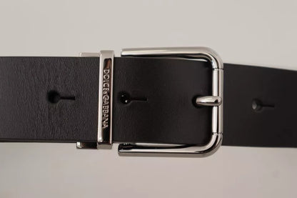 Ceinture Dolce & Gabbana en cuir de veau noir avec boucle en métal gravée du logo