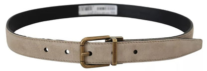 Dolce & Gabbana beige fluwelen leren riem met gouden metalen gesp