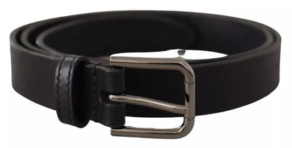 Ceinture classique en cuir de veau noir Dolce & Gabbana avec boucle en métal et logo