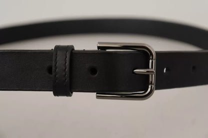 Ceinture classique en cuir de veau noir Dolce & Gabbana avec boucle en métal et logo