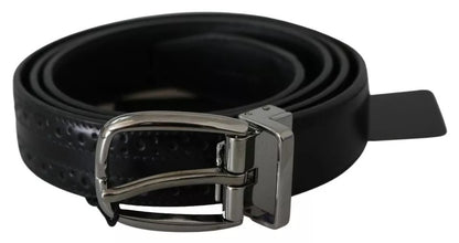 Dolce & Gabbana Zwarte Leren Zilveren Metalen Gesp Klassieke Riem