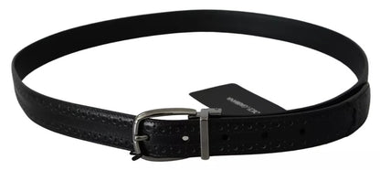 Dolce & Gabbana Zwarte Leren Zilveren Metalen Gesp Klassieke Riem