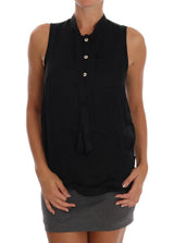 Chemisier sans manches noir en viscose Versace Jeans